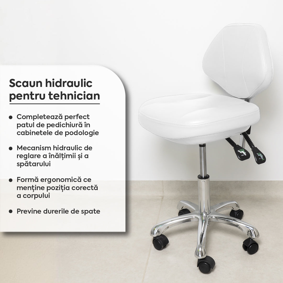 Pat Cosmetica Electric 4 Motoare + Scaun Hidraulic Tehnician - Alb