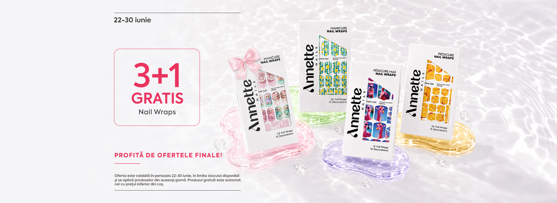 Summer Vibes 22-30 iunie: 3+1 Gratis la Nail Wraps