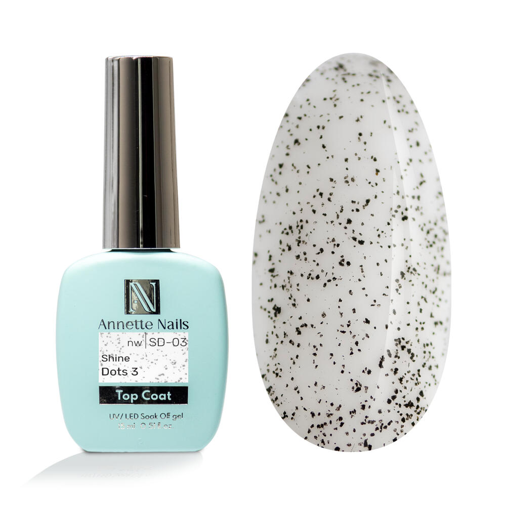 Top Coat AnnetteNails Shine black dots 3 no wipe SD-03 - 12ml