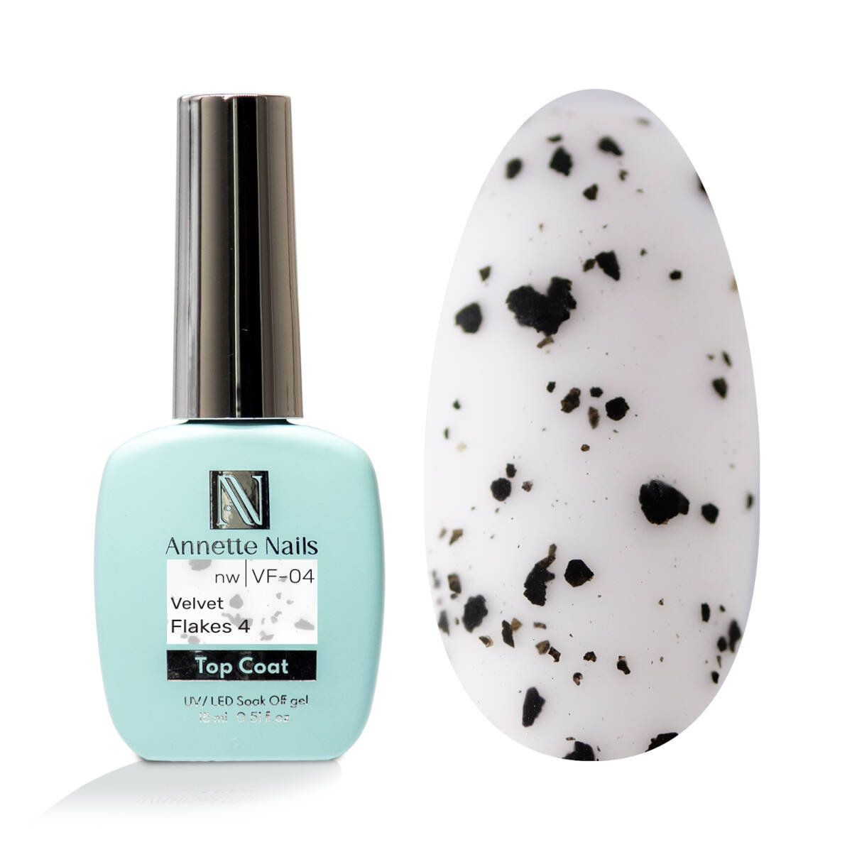 Top Coat AnnetteNails Velvet black flakes 4 VF-04 - 12ml